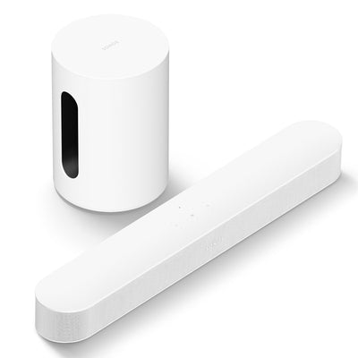 Sonos Entertainment Set with Beam (Gen 2, White) Soundbar and Sub Mini Wireless Subwoofer (White)