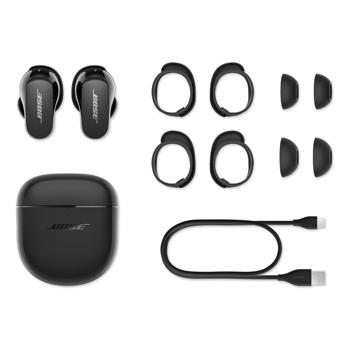 Bose QuietComfort Earbuds II True Wireless with Personalized Noise Cancellation (Triple Black)