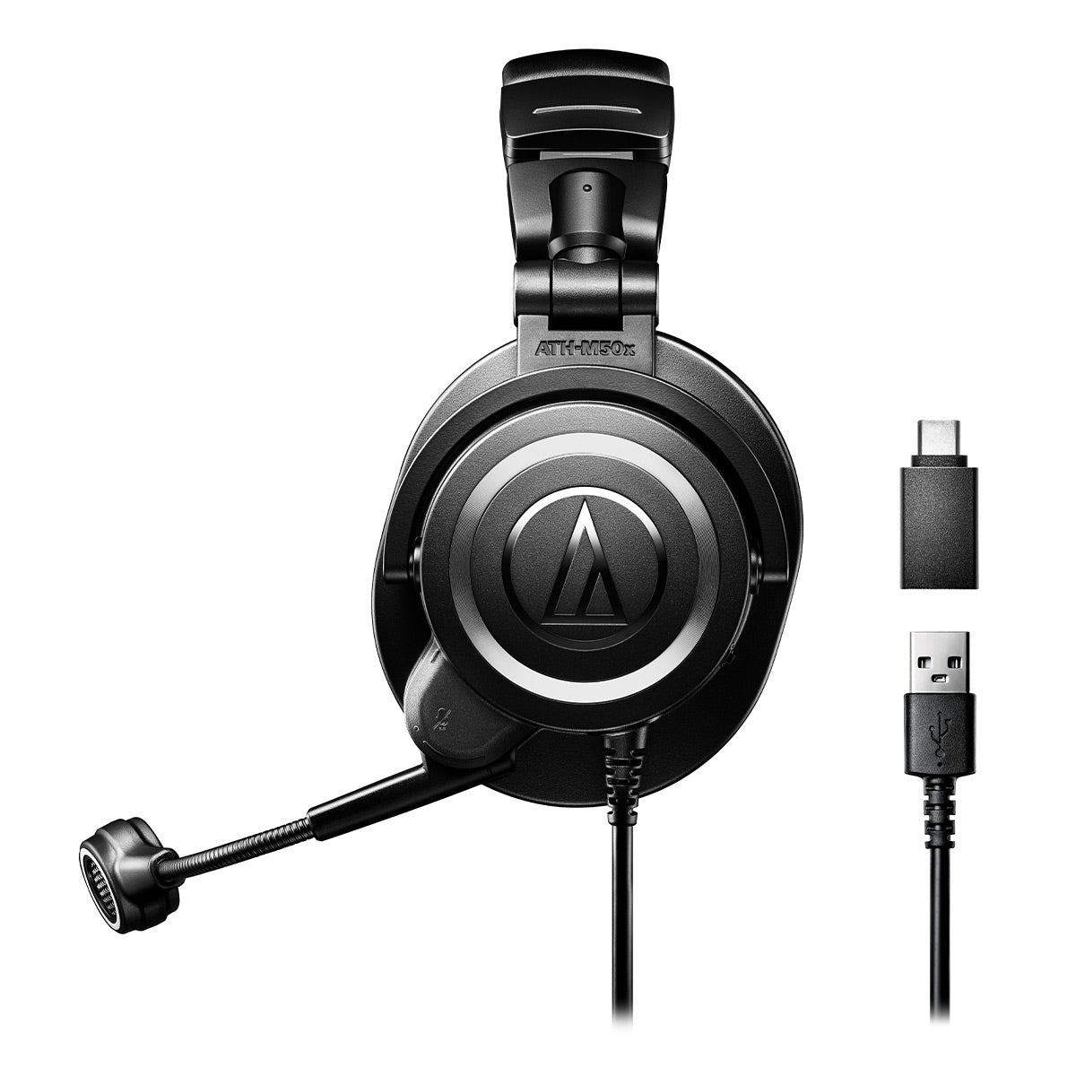 Audio-Technica ATH-M50xSTS-USB StreamSet USB Closed-Back Streaming Headset with Attached USB-A Cable and USB-C Adapter