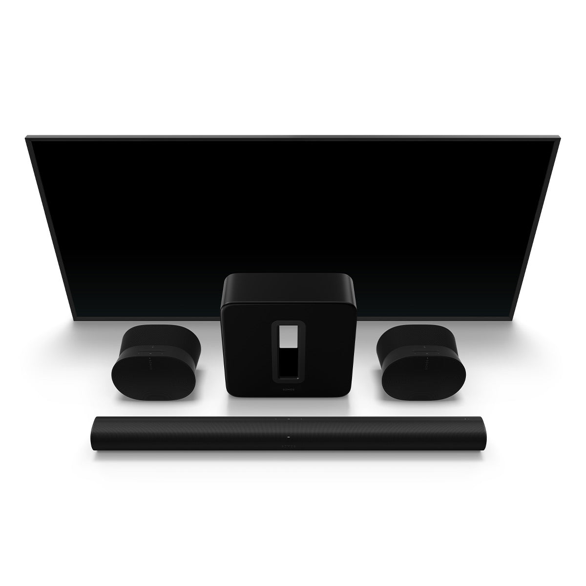 Sonos Ultimate Immersive Set with Arc Wireless Soundbar, Sub Wireless Subwoofer (Gen 3), and Pair of Era 300 Wireless Smart Speakers (Black)