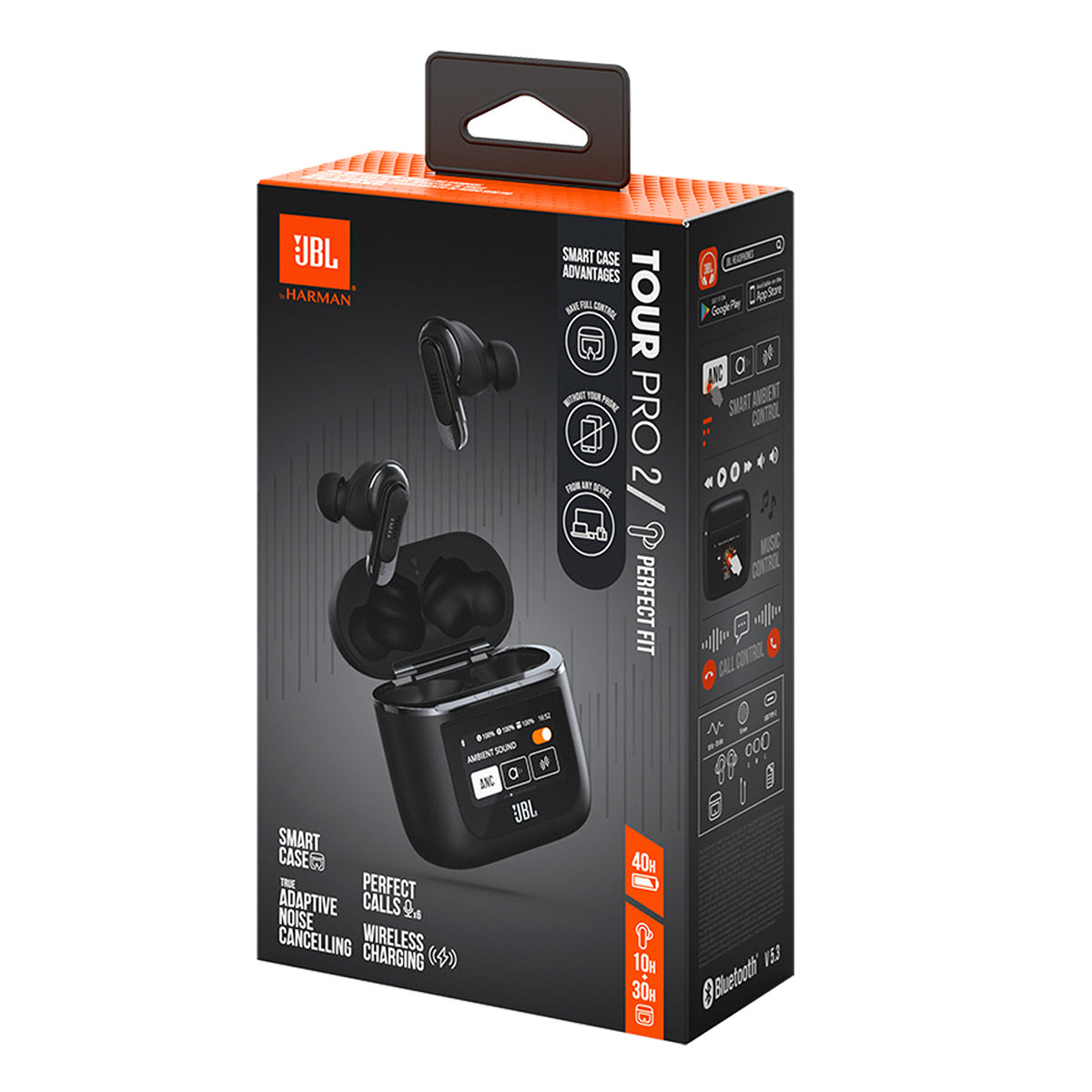 JBL Tour Pro 2 Noise Cancelling True Wireless Earbuds with Smart Case (Black)