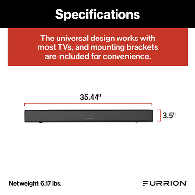 Furrion Aurora 70W 2.1 Outdoor Soundbar with Built-In Subwoofer, Bluetooth, HDMI-ARC, & Optical Inputs