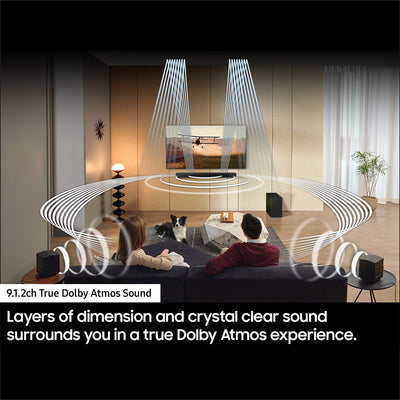 Samsung HW-Q910D 9.1.2-Channel Wireless Dolby Atmos Soundbar with Wireless Surround Speakers & Subwoofer